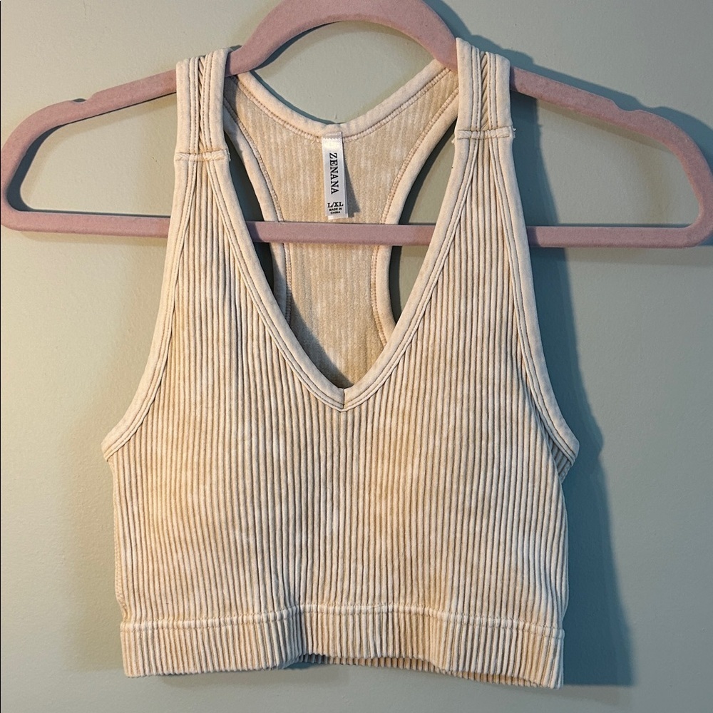 Zenana Ribbed Tan Bralette